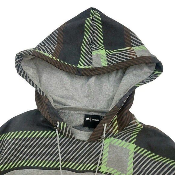 Adidas Ivy Park Cropped Halls Of Ivy Hoodie Womens XS Gray Brown Allover Print - Picture 5 of 11